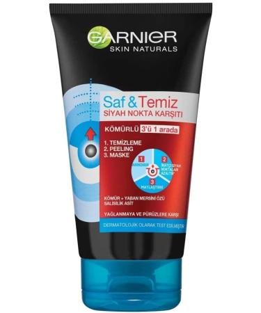 Garnier Skin Naturals Pure & Clean Anti-Blackhead Charcoal 3 in 1 Pack (1