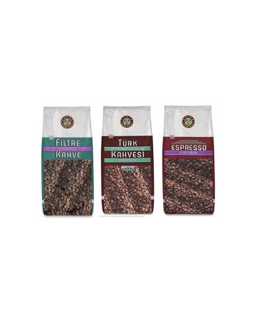 Coffee World 3-Piece Bean Coffee Opportunity Package -1 Kg Turkish Coffee -1 Kg Espresso -1 Kg Filter Coffee