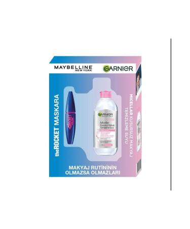 Garnier Maybelline New York Volum' Express Rocket Extra Black Mascara + Pink Micellar 200 Ml Set