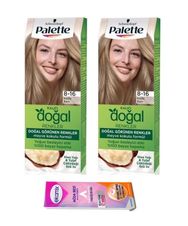 PALETTE NATURAL COLORS Palette Permanent Natural Colors Hair Dye 2 Pieces 8-16 Ash Blonde