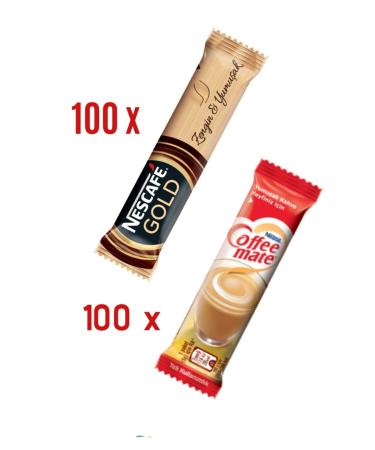 Nescafe Gold 2g 100pcs + Coffemate 5g 100pcs - Buy Online on GoSupps.com