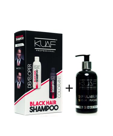 Kuaf Hair Beard Blackening Black Shampoo 500 ml Set Peelable Black Mask 250ml