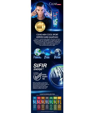 Clear Men Anti-Dandruff Shampoo Cool Sport Menthol 485 ml 3-pack - Buy Online on GoSupps.com