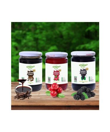 Ehlizade Black Mulberry Molasses 800 Gr. + Cranberry Molasses 800 Gr. + Carob Molasses 800 Gr.