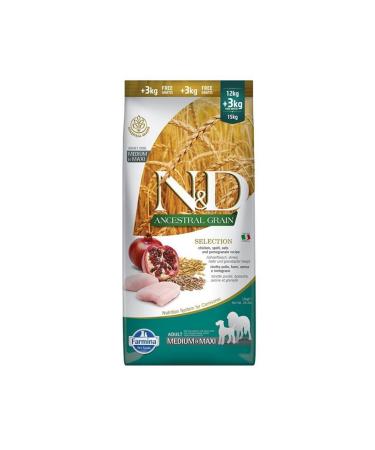 N & D Low Grain Chicken Medium and Large Breed Adult Dog Food 12+3 Kg