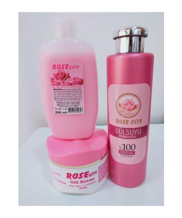 Rose 3-Set-Rose Cream 250 Ml-Rose Water 380 Ml-Hand and Body Lotion 200 Ml Ctiy