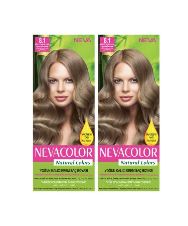 NEVA COSMETICS Natural Color Hair Dye 8.1 Ash Light Blonde 2-Piece Set