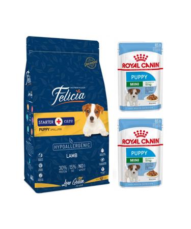 Felicia Low Grain Puppy Lamb Small Mini Hypoallergenic Dog Food 3 kg + Royal Canin Mini Puppy 2 Pieces