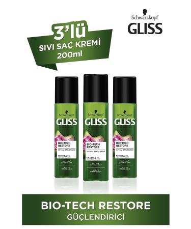 Gliss Bio-tech Strengthening Care Leave-In Liquid Hair Conditioner 200 Ml 3-Pack
