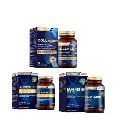 Nutraxin Hydrolyzed Collagen Hyaluronic Acid 30 Tablets Vitamin Max 60 Tablets Magnesium 60 Tablets