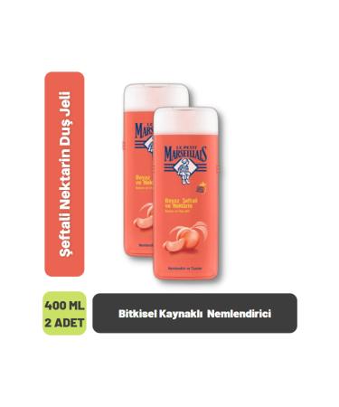 Le Petit Marseillais Peach Nectarine Shower Gel Plant-Based Moisturizer 400 Ml 2 Pieces