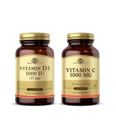 Solgar Vitamin D3 1000 Iu 100 Tablets + Vitamin C 1000 mg 90 Tablets