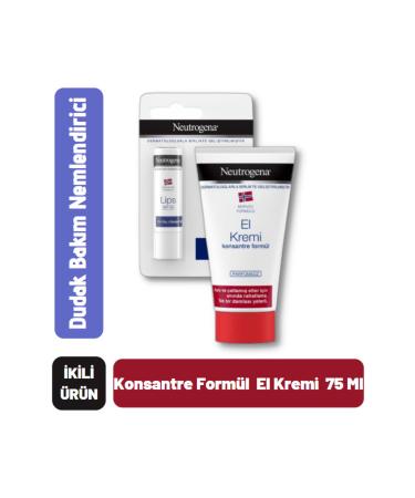 Neutrogena Unscented Concentrated Hand Cream 75 Ml + Lip Moisturizer with Sun Protection Factor (spf 20)