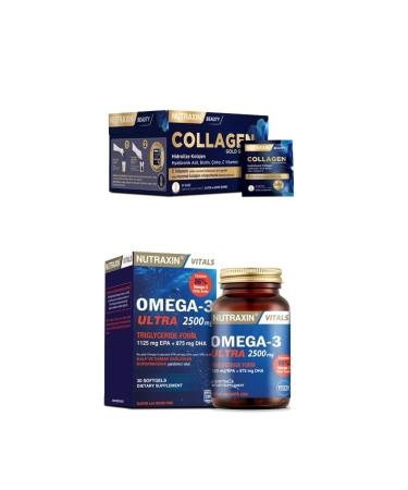 Nutraxin Collagen 30 Sachet 10000 mg Omega 3 Ultra 2500 mg 30 Capsules