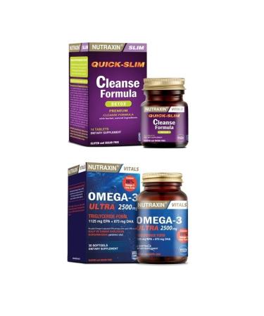 Nutraxin Cleanse Formula 7 Detox 14 Tablets + Omega 3 Ultra 2500mg 30 Capsules