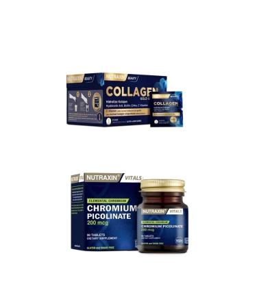 Nutraxin Collagen 30 Sachet 10000 Mg + Chromium Mineral Containing Food Supplement 90 Tablets