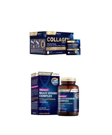 Nutraxin Collagen 30 Sachet 10000 Mg + Multivitamin and Mineral Complex Women 60 Tablets