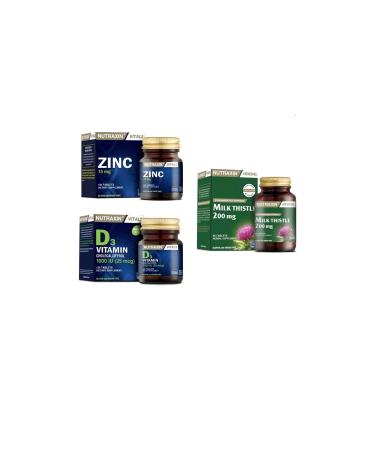Nutraxin Milk Thistle 60 Tablets + Vitamin D3 120 Tablets + Zinc 100 Tablets