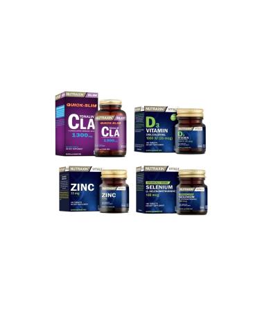 Nutraxin Tonalin Cla 1300 Mg 60 Capsules + Selenium 100 Tablets + D3 Vitamin 120 Tablets + Zinc 100 Tablets