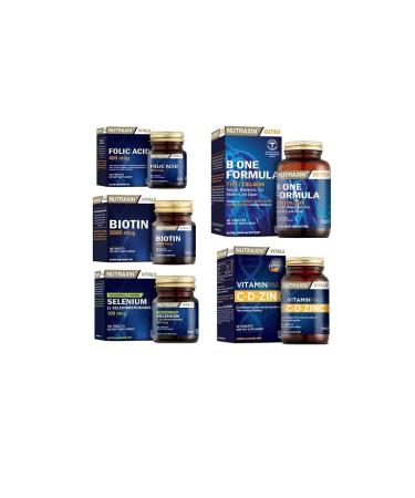 Nutraxin B-one Formula 90 Tablets + Folic Acid + Selenium + Biotin + Vitamin Max (C D Zinc)