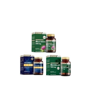 Nutraxin Milk Thistle 60 Tablets + Vitamin Max (c d zinc) 60 Tablets + Bromelain 60 Capsules