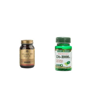 Solgar Vitamin D3 1000 Iu 100 Capsules + Nature's Bounty Vitamin D3 1000 Iu 100 Softgel