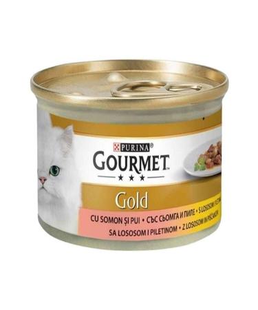 Gourmet 5 Pieces Purina Gold Pieces Meat Sauce Chicken Salmon Cat Canned Wet Food 85 Gr
