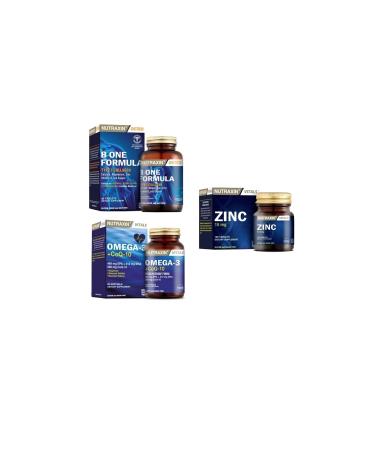 Nutraxin B-one Formula 90 Tablet +Omega 3 +coq-10 60 Capsules + Zinc 15 mg 100 Tablets