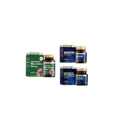 Nutraxin Milk Thistle 60 Tablets + Biotin 30 Tablets + Selenium 100 Tablets