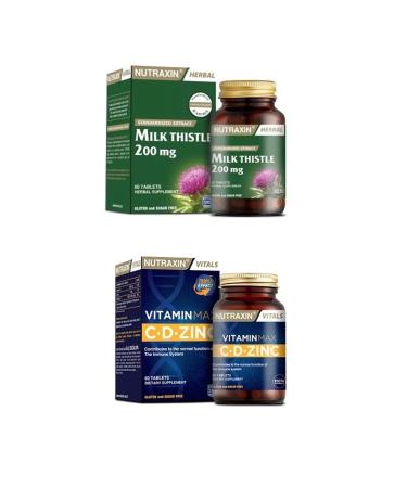Nutraxin Milk Thistle 60 Tablets + Vitamin Max (c d Zinc) 60 Tablets