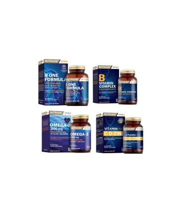 Nutraxin B-one Formula 90 Tablets + Omega 3 Fish Oil 2000 Mg 60 Capsules + Vitamin Max 60 Tablets + Vitamin B