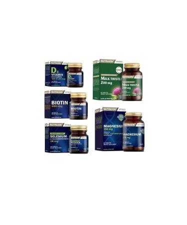 Nutraxin Milk Thistle 60 Tablets + Biotin + Vitamin D3 + Selenium and Magnesium Supplement