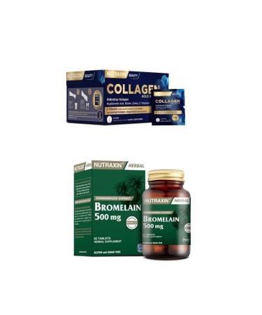 Nutraxin Collagen 30 Sachet 10000 Mg + Bromelain 500 Mg 60 Capsules