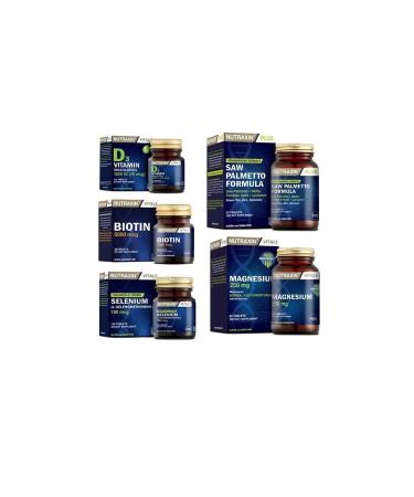 Nutraxin Saw Palmetto Formula 60 Tablets + Biotin + Vitamin D3 + Selenium and Magnesium Supplement