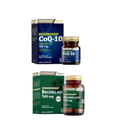 Nutraxin Co Q-10 (100 Mg) 30 Capsules + Bromelain 500 Mg 60 Capsules