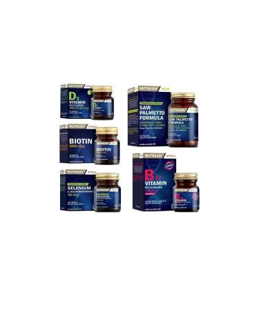 Nutraxin Saw Palmetto Formula 60 Tablets + Biotin + Selenium + Vitamin D3 + Vitamin B12 Sublingual
