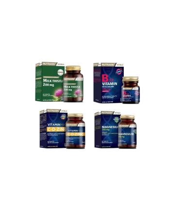 Nutraxin Milk Thistle 60 Tablets + Vitamin Max (c d zinc) + Vitamin B12 + Magnesium