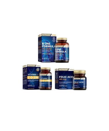 Nutraxin B-one Formula 90 Tablets + Vitamin Max (c d zinc)60 Tablets + Folic Acid 100 Tablets