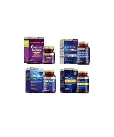 Nutraxin Cleanse Formula 7 Detox 14 Tablet +omega 3 +coq-10(coenzyme) 60 Capsule+keratin Formula+vitamin Max