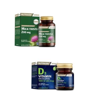 Nutraxin Milk Thistle 60 Tablets + Vitamin D3 1000 Iu 120 Tablets