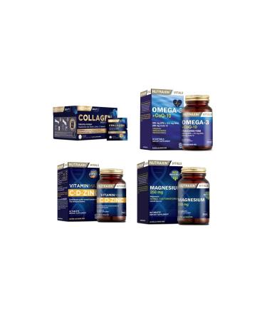 Nutraxin Collagen 30 Sachet 10000 Mg+omega 3 +coq-10(coenzyme)60 Capsules+vitamin Max+magnesium