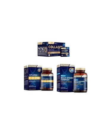 Nutraxin Collagen 30 Sachet 10000 Mg + Vitamin Max (c d zinc)60 Tablets +men's Multivitamin 60 Tablets