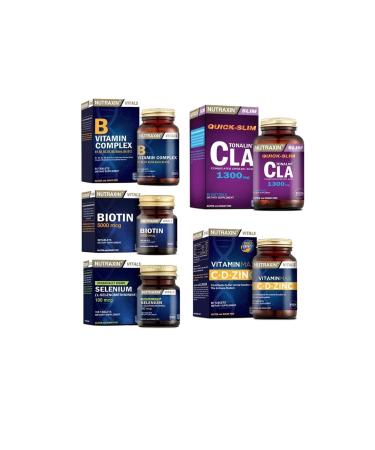 Nutraxin Tonalin Cla 1300 Mg 60 Capsules+selenium+biotin+vitamin Max(c d zinc)+b Vitamin Complex