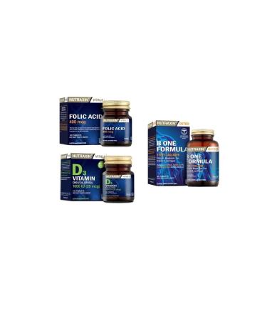 Nutraxin B-one Formula 90 Tablets + Vitamin D3 120 Tablets + Folic Acid 400 Mcg 100 Tablets