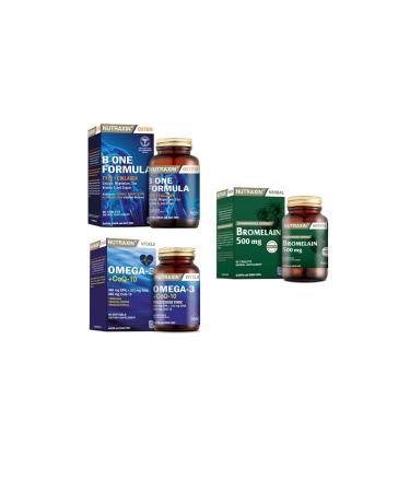 Nutraxin B-one Formula 90 Tablets +omega 3 +coq-10(coenzyme) 60 Capsules + Bromelain 60 Capsules