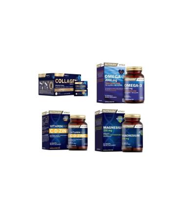 Nutraxin Collagen 30 Sachet 10000 Mg + omega 3 2000 Mg 60 Capsules + vitamin Max (c d zinc) 60 Tablets + magnesium