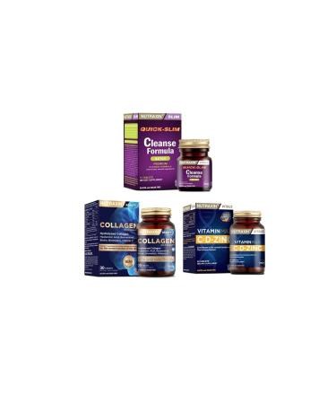 Nutraxin Cleanse Formula 7 Detox 14 Tablets + Hydrolyzed Collagen 30 Tablets + Vitamin Max 60 Tablets