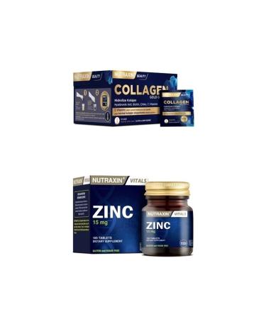 Nutraxin Collagen 30 Sachet 10000 Mg + Zinc Supplement 15 Mg 100 Tablets