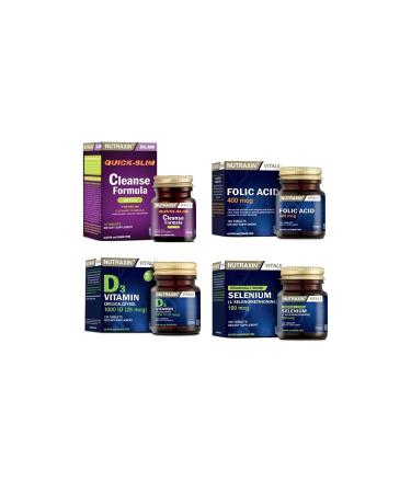 Nutraxin Cleanse Formula 7 Detox 14 Tablets + Selenium 100 Tablets + Folic Acid 100 Tablets + D3 120 Tablets