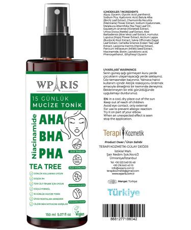 WParis Niacinamide Formula Anti-Acne Pore and Skin Tightening Tea Tree Tonic (150 ML) - Buy Online on GoSupps.com